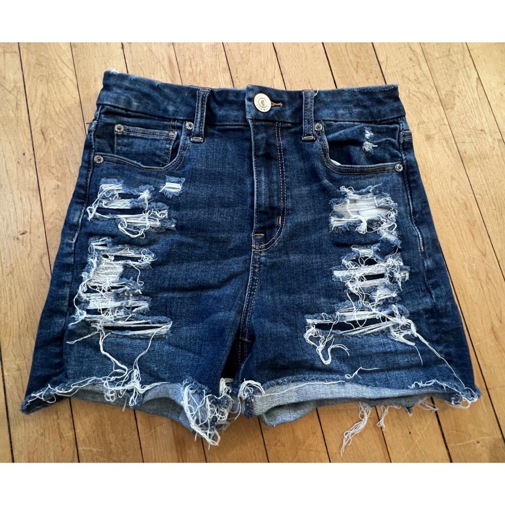 AE American Eagle Denim Shorts Next Level Distressed Jean Shorts Size 2